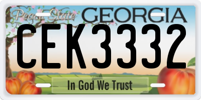 GA license plate CEK3332