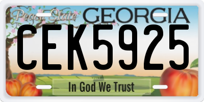 GA license plate CEK5925