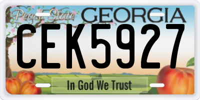 GA license plate CEK5927