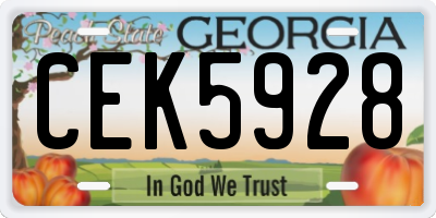 GA license plate CEK5928