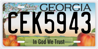 GA license plate CEK5943