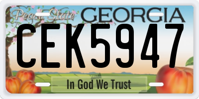 GA license plate CEK5947
