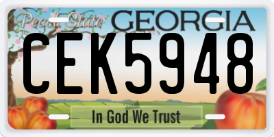 GA license plate CEK5948