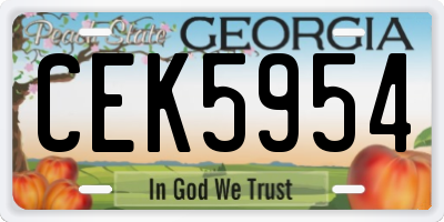 GA license plate CEK5954