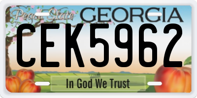 GA license plate CEK5962