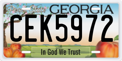 GA license plate CEK5972