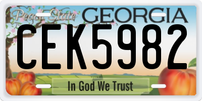 GA license plate CEK5982