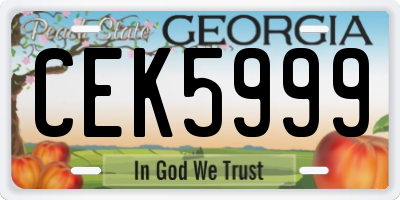GA license plate CEK5999