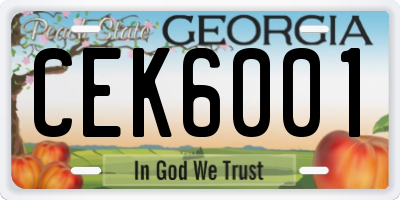 GA license plate CEK6001