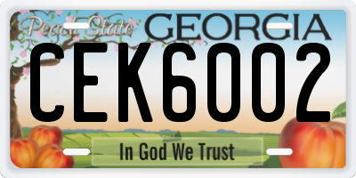 GA license plate CEK6002