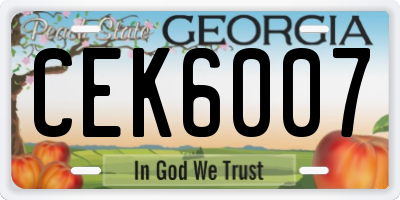 GA license plate CEK6007