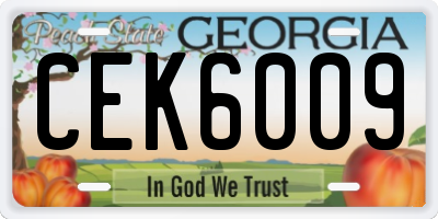 GA license plate CEK6009