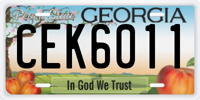 GA license plate CEK6011