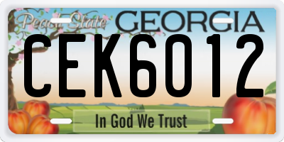 GA license plate CEK6012