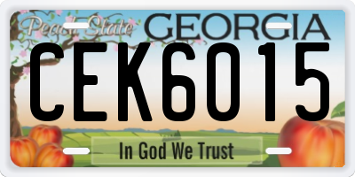 GA license plate CEK6015