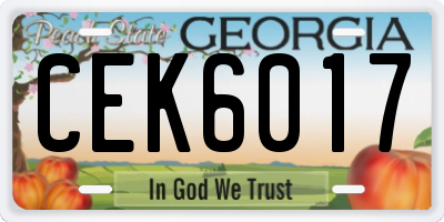 GA license plate CEK6017