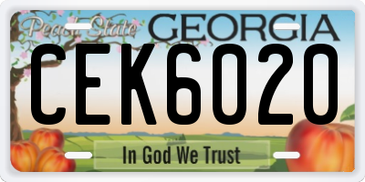 GA license plate CEK6020