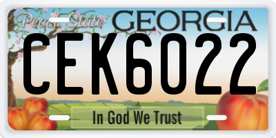 GA license plate CEK6022