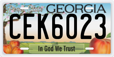 GA license plate CEK6023