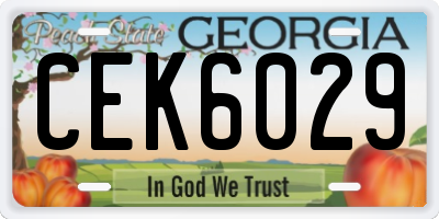 GA license plate CEK6029