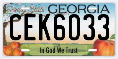 GA license plate CEK6033