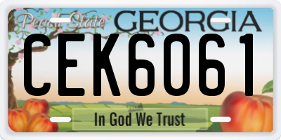 GA license plate CEK6061