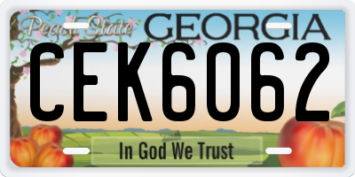GA license plate CEK6062