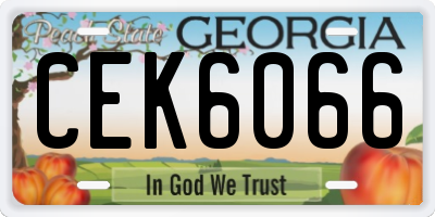 GA license plate CEK6066