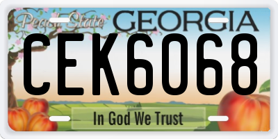 GA license plate CEK6068