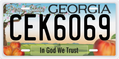 GA license plate CEK6069