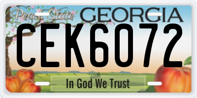GA license plate CEK6072