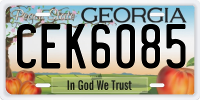 GA license plate CEK6085