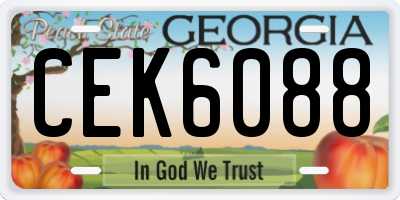 GA license plate CEK6088