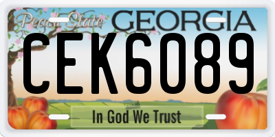 GA license plate CEK6089