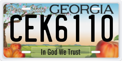 GA license plate CEK6110