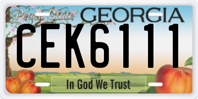 GA license plate CEK6111