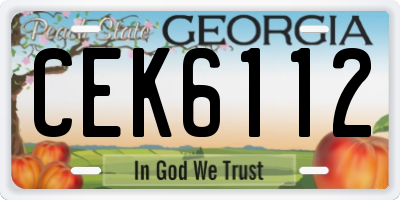 GA license plate CEK6112