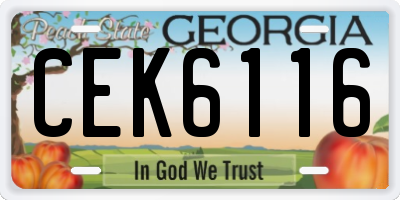 GA license plate CEK6116