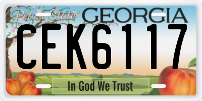 GA license plate CEK6117