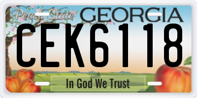 GA license plate CEK6118