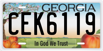 GA license plate CEK6119
