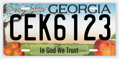GA license plate CEK6123