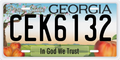 GA license plate CEK6132