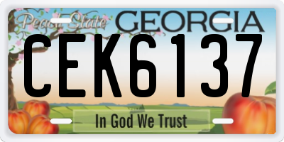 GA license plate CEK6137