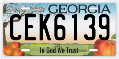 GA license plate CEK6139
