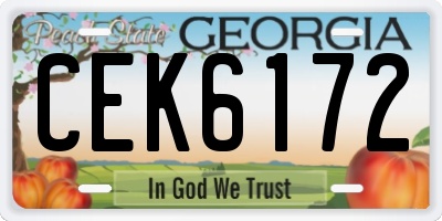 GA license plate CEK6172