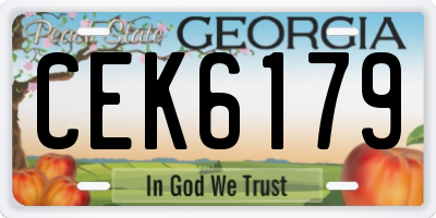 GA license plate CEK6179