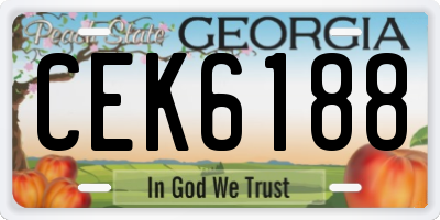 GA license plate CEK6188