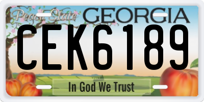 GA license plate CEK6189
