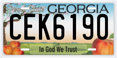 GA license plate CEK6190